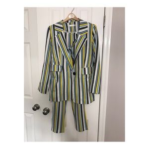 Striped Blazer and Belted Pants set